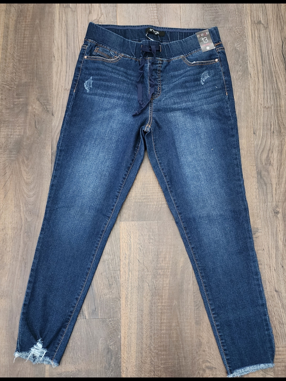 Energie Women's Dark Blue Cropped Drawstring Jeans